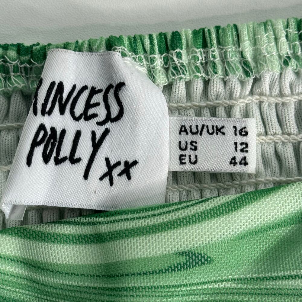 Princess Polly Swirled Green Cropped Tank Top Size 12 Festival Retro Summer - Picture 5 of 7